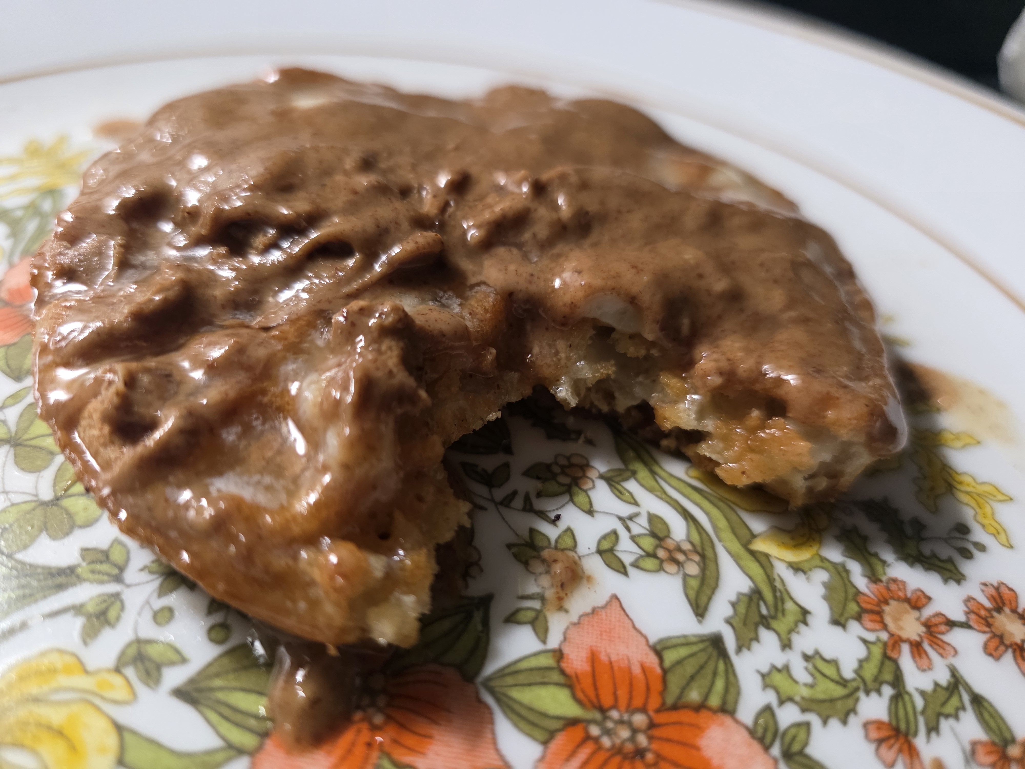 Awful photo of my almond butter waffle so yum. Need ten more.